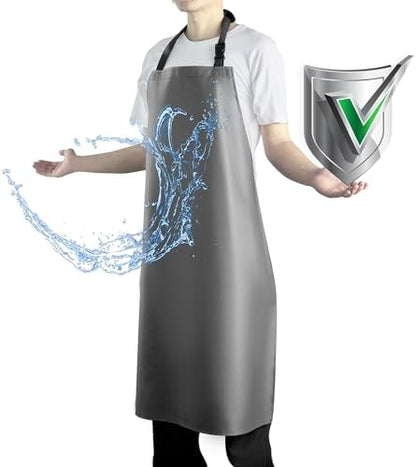 Waterproof Apron with Comfortable Adjustable Bib Rubber Vinyl Dishwasher Heavy by Vammcht