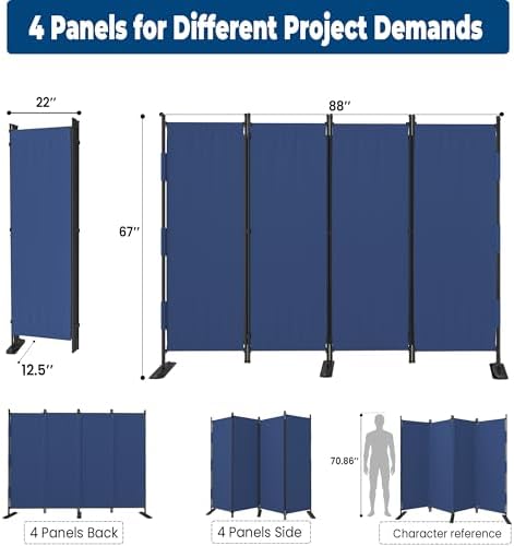 Room Divider, 4 Panel Upgraded 88” Folding Screen Highly Secretive - Image 5
