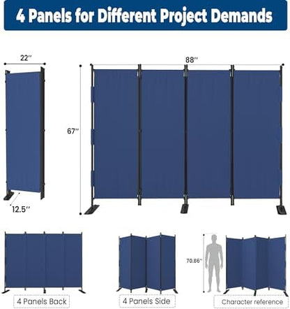 Room Divider, 4 Panel Upgraded 88” Folding Screen Highly Secretive - Image 5