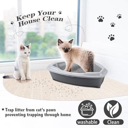 Tinideya 2 Pcs Corner Cat Litter Mat Waterproof Litter Box Mat - Image 3