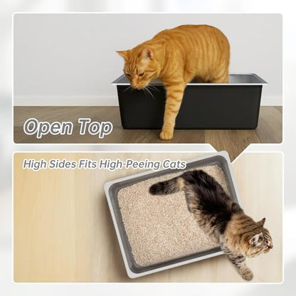Ohtomber High Sided Stainless Steel Cat Litter Box - Image 3
