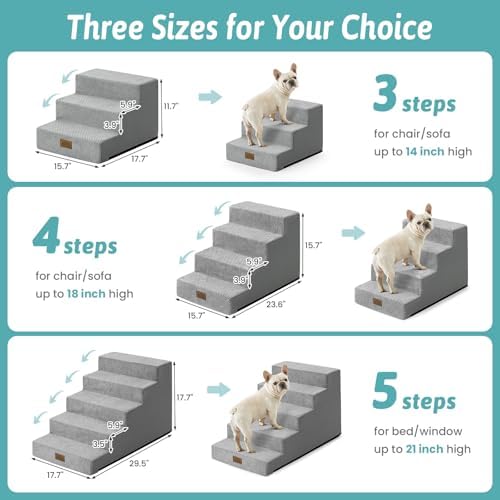 COZY KISS Dog Stairs for Small Dogs, 4 Step Pet Stairs for Beds & Couches - Image 3