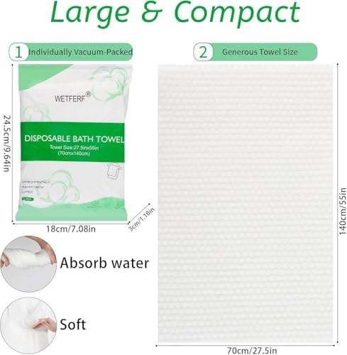 20 Pack Disposable Bath Towels Large 55"x27.5" Thick - Image 5