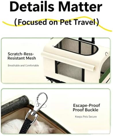 Double Decker Rolling Cat Carrier Large Wheeled Pet Carrier - Image 6