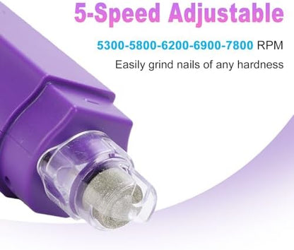 Geevorks Pet Nail Grinder, 5 Speed Electric Rechargeable Quiet Nail Trimmer - Image 7