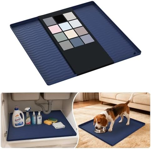 URMONA Waterproof Silicone Under Sink Mat, 22 x 22 in, Flexible Shelf Liner by URMONA