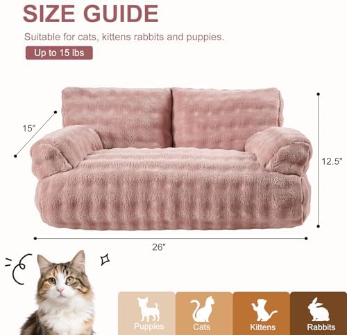 Cat Couch Bed, Cute Pet Sofa for Indoor Cats, Dusty Pink - Image 5