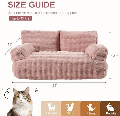 Cat Couch Bed, Cute Pet Sofa for Indoor Cats, Dusty Pink - Image 5