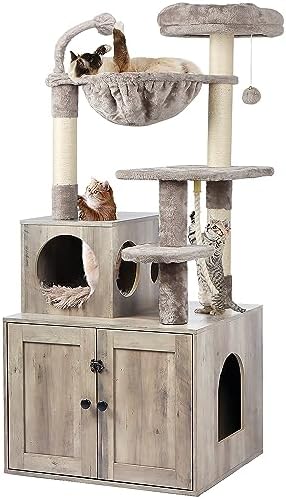 Timberer Cat Tree with Litter Box Enclosure, 2-in-1 Cat Tower by Timberer