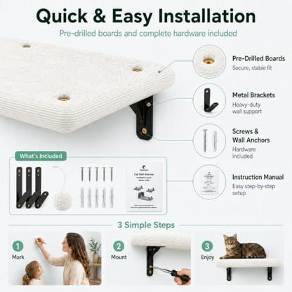 Cat Wall Shelves Set - 5 in 1 Wall-Mounted Cat Tree - Perch - Image 4