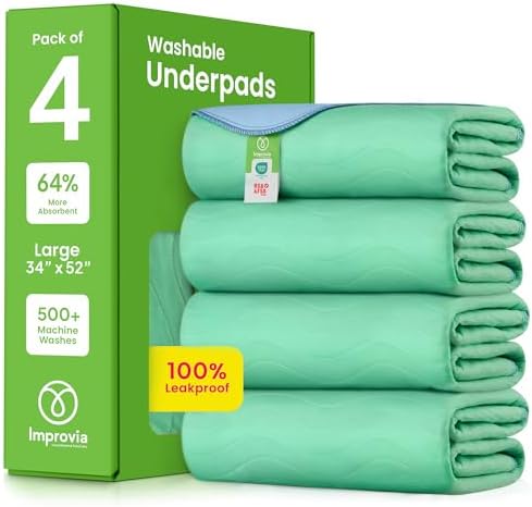 IMPROVIA® Washable Underpads, Heavy Absorbency Reusable Incontinence Pads by IMPROVIA