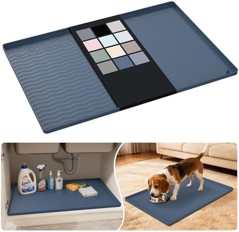 URMONA Waterproof Silicone Under Sink Mat, 28 x 19 in, Flexible Shelf Liner by URMONA