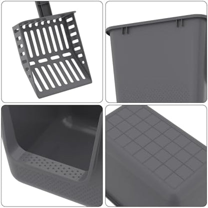 4-Pack Cat Litter Box with High Sides and Scoop, Plastic Open Top Cat Litter Box - Image 3
