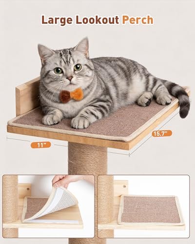 80.3" Floor to Ceiling Cat Tree, 5 Tier Wall Mounted Cat Tree - Image 2