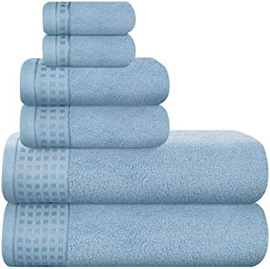 GLAMBURG 100% Cotton Ultra Soft 6 Pack Towel Set, Contains 2 Bath Towels 28x55 by GLAMBURG