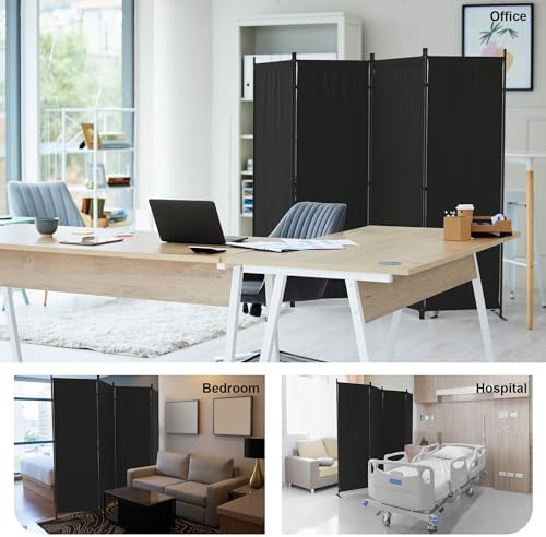 Room Divider, 4 Panel Folding Screen, 88” Portable Separating 3 Feet - Image 7