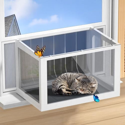 Cat Window Box Catio, Outdoor Indoor Cat Enclosure by AMZOSS%7CWoodenPetHomes