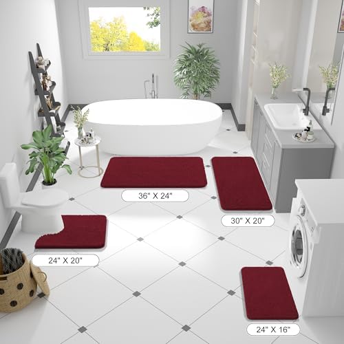 OLANLY Bathroom Runner Rugs 47x17, Extra Soft Absorbent Chenille Bath Rugs - Image 2