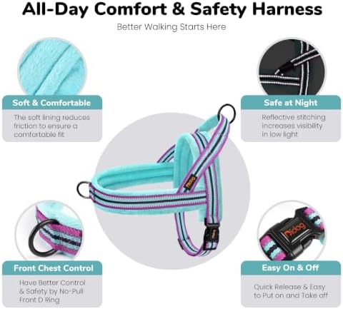 Didog No Pull Dog Harness for Large Dogs, Soft Flannel Padded, Mixed-Blue - Image 5