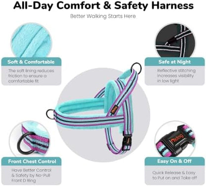 Didog No Pull Dog Harness for Large Dogs, Soft Flannel Padded, Mixed-Blue - Image 5