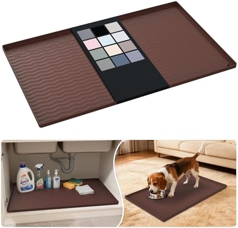 URMONA Waterproof Silicone Under Sink Mat, 31 x 19 in, Flexible Shelf Liner by URMONA