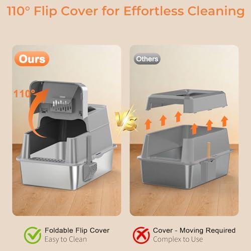 URPOWER XL Stainless Steel Cat Litter Box - Image 2