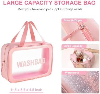 6PCS Pink Dog Washing Kit with Brush, Towel & Bag - Image 6