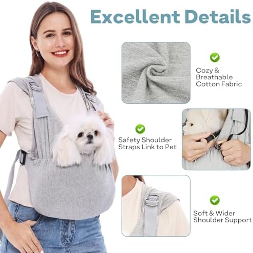 Supet Dog Sling Carrier for Small Pet, 95% Cotton Adjustable Front Backpack - Image 6