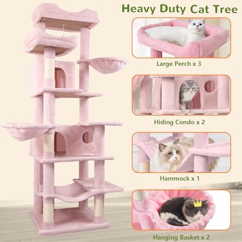 68 Inches Multi-Level Large and Tall Cat Tree Tower - Image 3