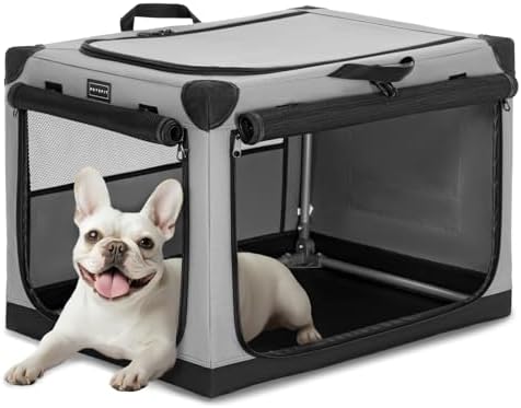PETSFIT 26" Soft Portable Dog Crate – Patented Spiral Sturdy Frame, Collapsible by Petsfit
