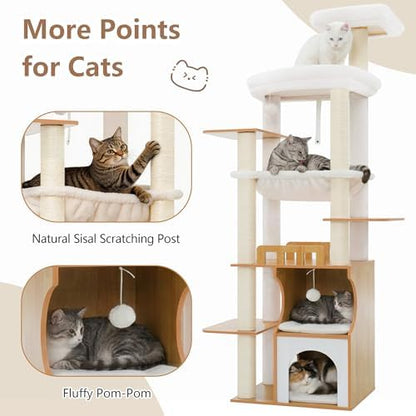 Gitelsnour Modern Cat Tree Tower, 2-Layer Condo & Perch, Big Hammock 102WB - Image 5