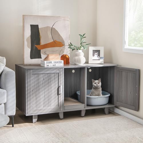 Tangkula Patented Double Cat Litter Box Enclosure - Image 2