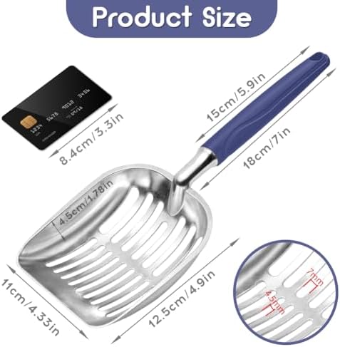 Showvigor Cat Litter Scoop, Metal Cat Scooper, Plastic Handle Scoop, Sifting - Image 2