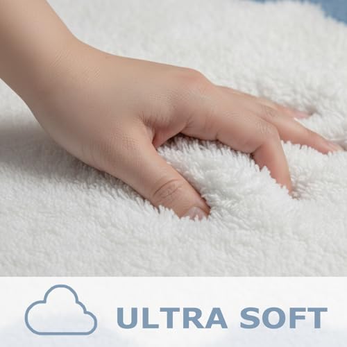 Coastal Decor Cute Blue Scalloped Bathroom Mat, Fun Plush Luxury Microfiber - Image 5