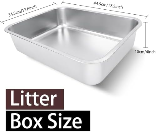 Small Stainless Steel Litter Box, 17.5"×13.6"×4" - Image 2