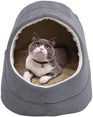 Self Warming Burrow Cat Bed, Washable Pet Hideway House - Image 3