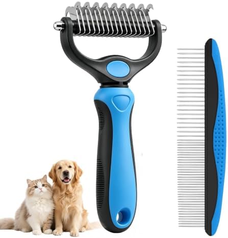 2Pcs Dematting Comb, Pet Grooming Rake & Metal Comb & Flea Comb by Unknown