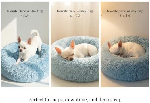 nononfish Fluffy Donut Dog Bed for Small Dogs, Cozy Plush Pet Bed - Image 6