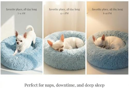 nononfish Fluffy Donut Dog Bed for Small Dogs, Cozy Plush Pet Bed - Image 6