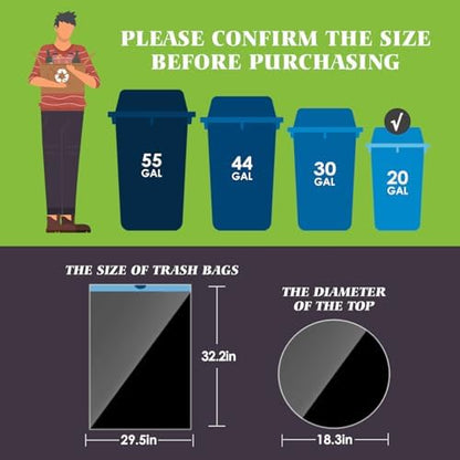 Teivio 20 Gallon 26 Counts Large Drawstring Trash Bags Strong Tall Kitchen - Image 2