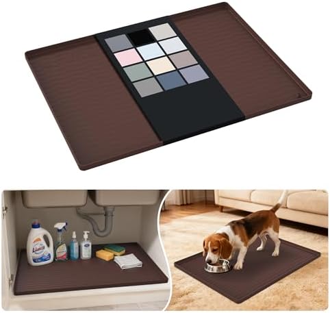 URMONA Waterproof Silicone Under Sink Mat, 25 x 19 in, Flexible Shelf Liner by URMONA
