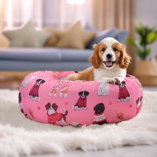Round Replacement Dog Bed Covers Elastic Edged Washable 30 x 9.8 Inch - Image 3
