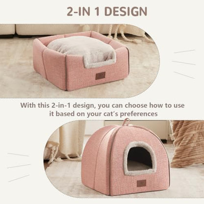 Cat Beds for Indoor Cats, 2-in-1 Cat Bed Cave - Image 3