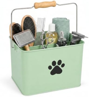 Pethiy Dog Grooming Bag Organizer Basket, Metal Dog Grooming Caddy-Green by Pethiy