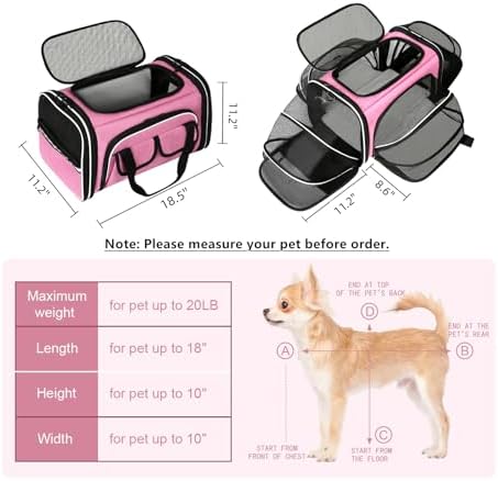 Estarer Soft Sided Pet Carrier Airline Approved, 4 Sides Expandable Collapsible - Image 4
