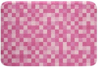 Pixelated Style Bathroom Rug, Geometric Square Grid Non Slip Bath Mat by Manfei