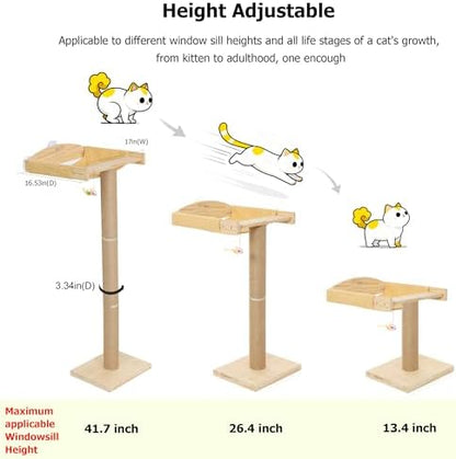 Cat Window Perch with Scratching Post, 46-Inch Tall Climbing Tree & Hammock - Image 5