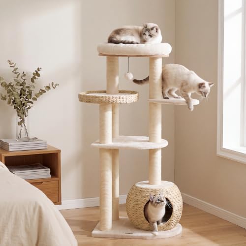 NUNU LAB 53’’ Modern Cat Tree for Large Cats, Cat Tree Tower by NUNULAB