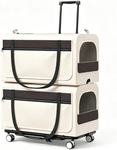 Double Decker Rolling Cat Carrier Large Wheeled Pet Carrier by Unknown