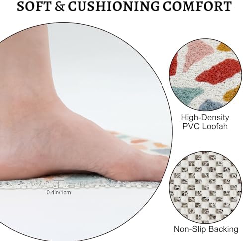 Corner Shower Mat Non Slip, 28x 28 Inches Triangular Bath Mats - Image 3